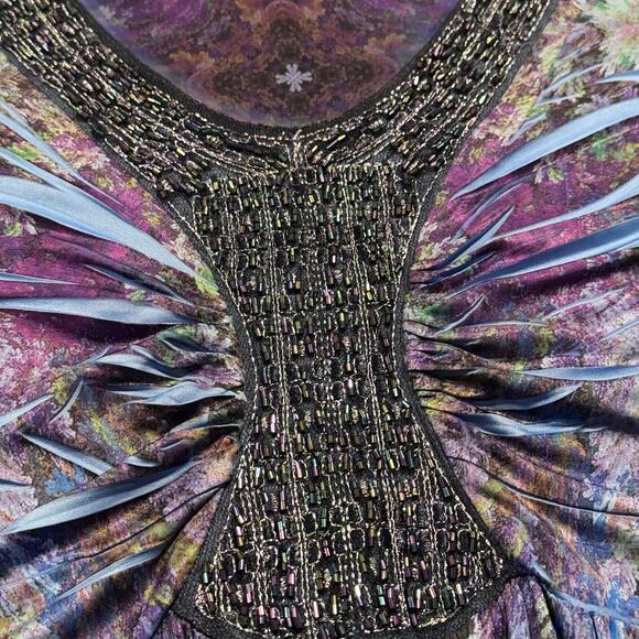 One World Top Y2K Whimsigoth Boho Psychedelic Festival Fairy Grunge Beaded Small - Picture 6 of 7